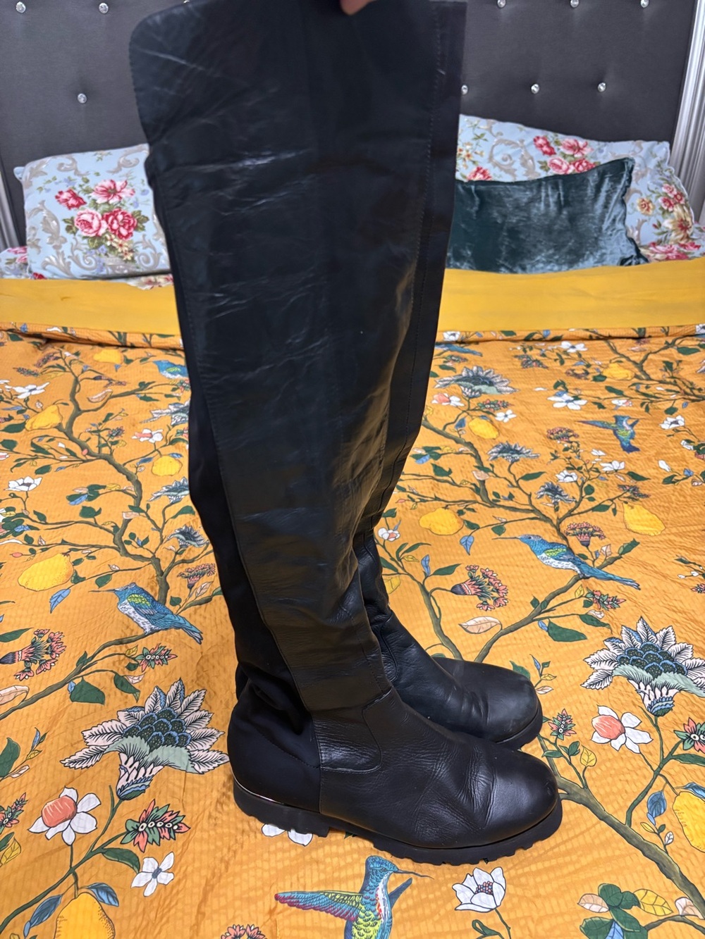 Donald J. Pliner Black Over-the-Knee Leather Boots